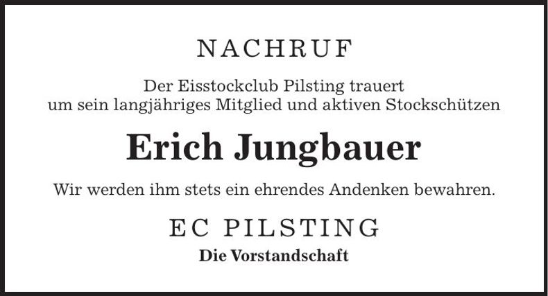 Traueranzeige Erich Jungbauer