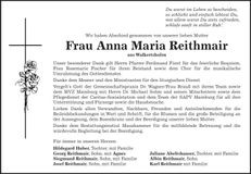 Traueranzeige Anna Maria Reithmair