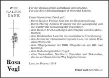 Traueranzeige Rosa Vogl