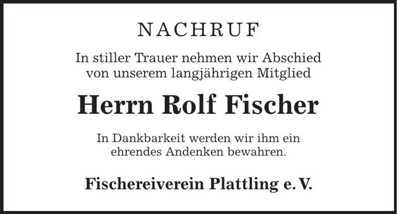 Traueranzeige Rolf Fischer