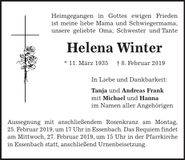 Traueranzeige Helena Winter