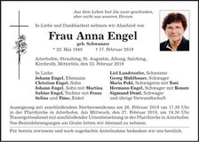 Traueranzeige Anna Engel