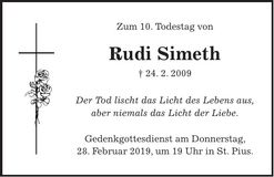 Traueranzeige Rudi Simeth