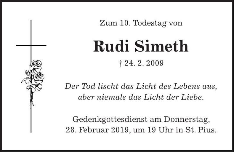 Traueranzeige Rudi Simeth