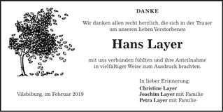 Traueranzeige Hans Layer