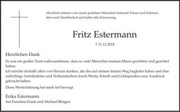 Traueranzeige Fritz Estermann