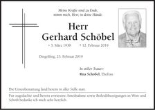 Traueranzeige Gerhard Schöbel