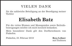 Traueranzeige Elisabeth Batz