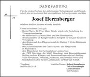 Traueranzeige Josef Herrnberger