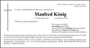 Traueranzeige Manfred König