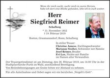 Traueranzeige Siegfried Reimer