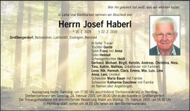Traueranzeige Josef Haberl