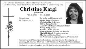 Traueranzeige Christine Kargl