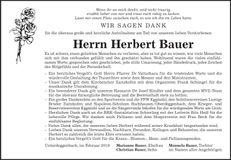 Traueranzeige Herbert Bauer