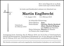 Traueranzeige Martin Englbrecht