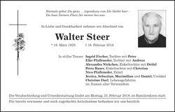 Traueranzeige Walter Steer