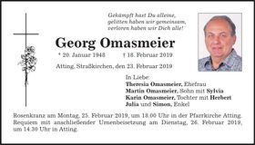Traueranzeige Georg Omasmeier
