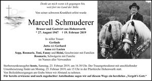 Traueranzeige Schmuderer Marcell