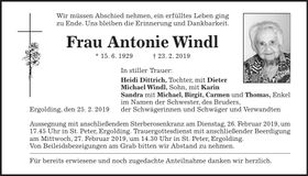 Traueranzeige Antonie Windl