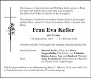 Traueranzeige Eva Keller