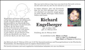 Traueranzeige Richard Engelberger