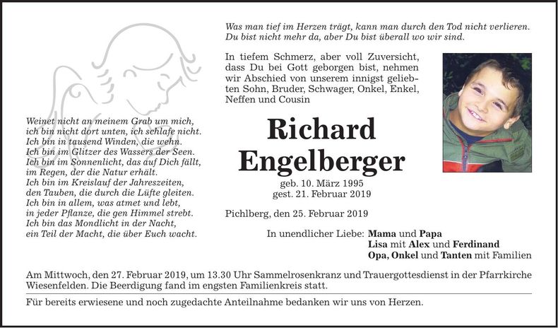 Traueranzeige Richard Engelberger