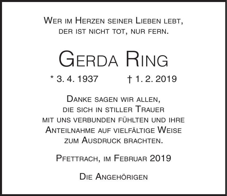 Traueranzeige Gerda Ring