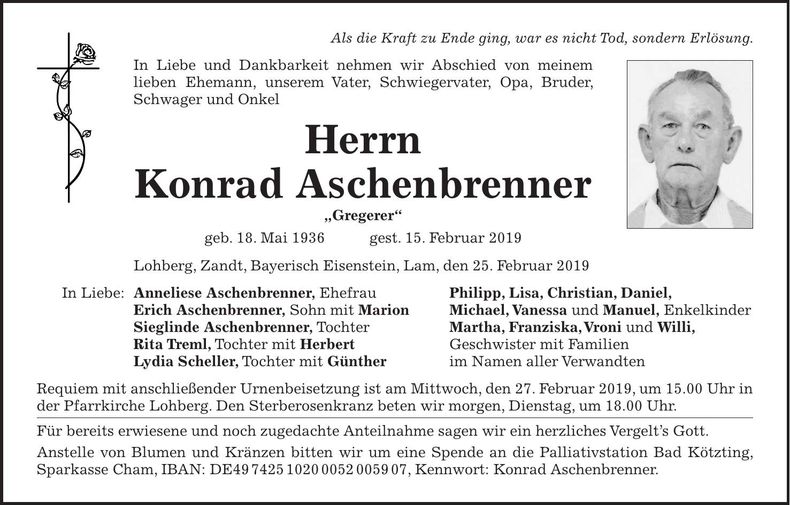 Traueranzeige Konrad Aschenbrenner
