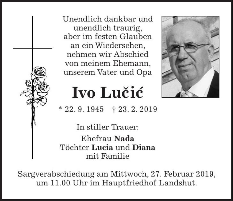 Traueranzeige Ivo Lucic