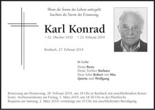 Traueranzeige Karl Konrad