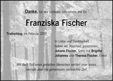 Traueranzeige Franziska Fischer