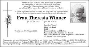 Traueranzeige Theresia Winner