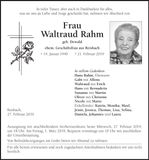Traueranzeige Waltraud Rahm