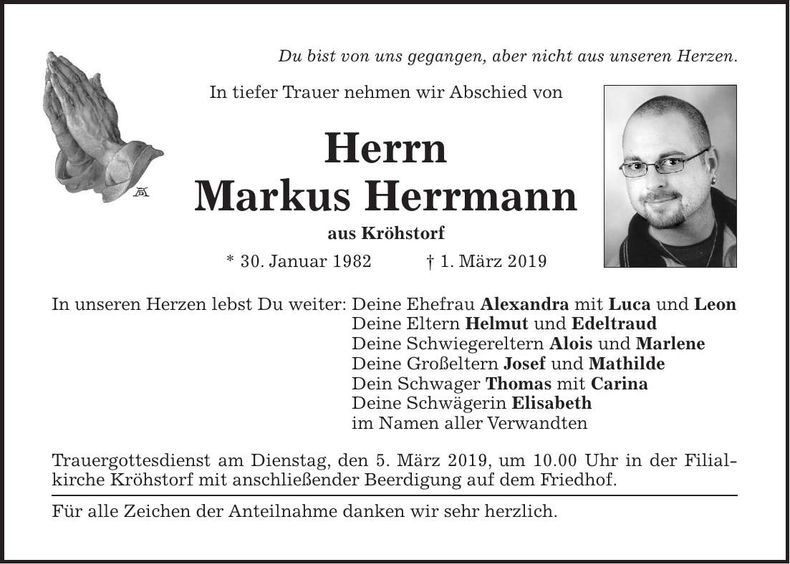 Traueranzeige Markus Herrmann