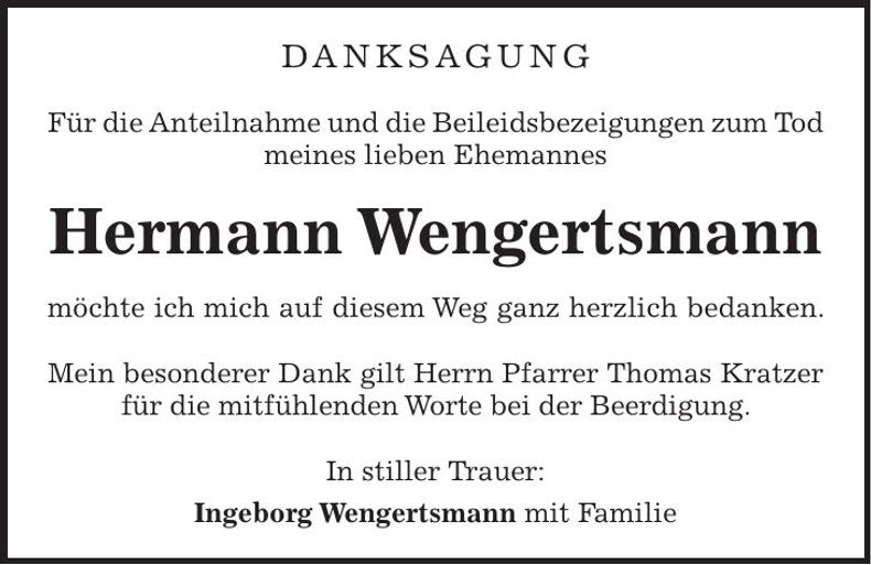 Traueranzeige Hermann Wengertsmann