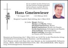 Traueranzeige Hans Gmeinwieser
