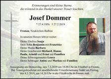 Traueranzeige Josef Dommer