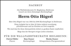 Traueranzeige Otto Högerl