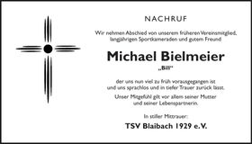 Traueranzeige Michael Bielmeier
