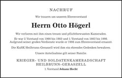 Traueranzeige Otto Högerl