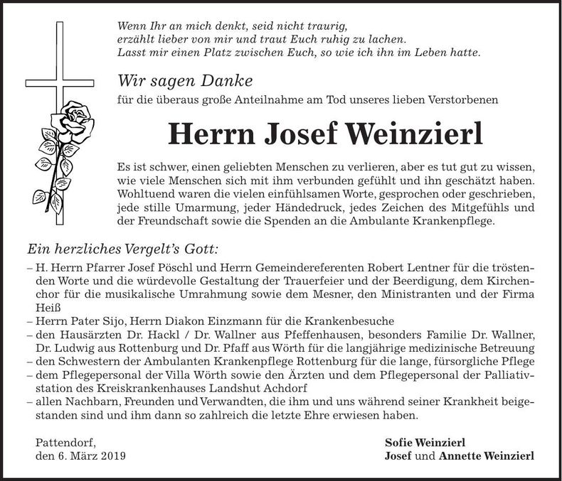 Traueranzeige Josef Weinzierl