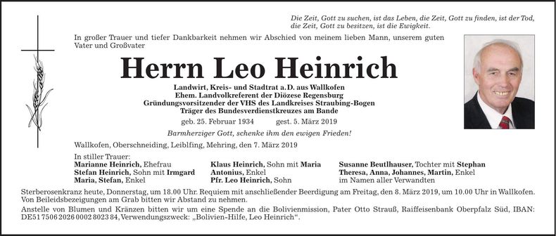 Traueranzeige Leo Heinrich