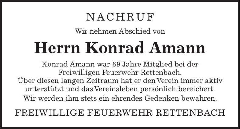 Traueranzeige Konrad Amann