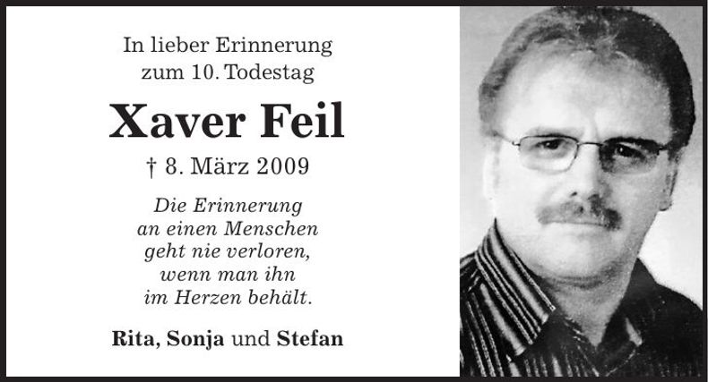 Traueranzeige Xaver Feil