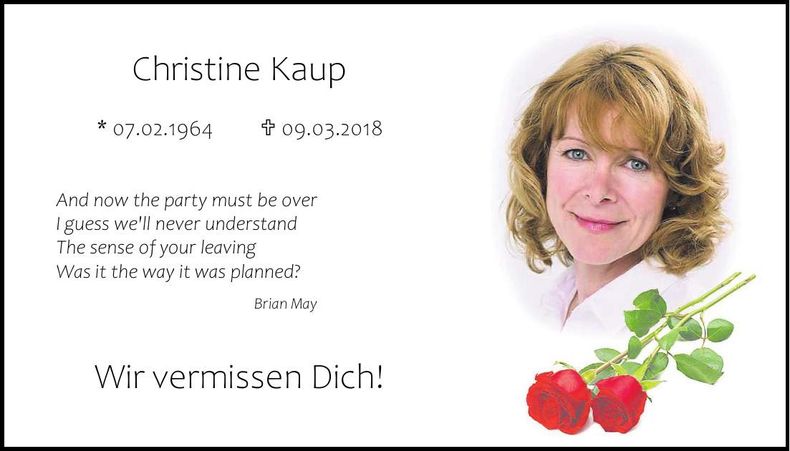 Traueranzeige Christine Kaupp