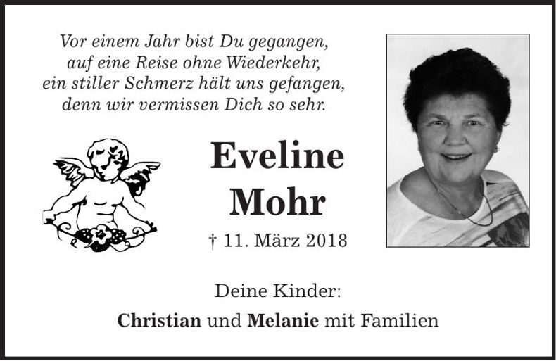 Traueranzeige Eveline Mohr