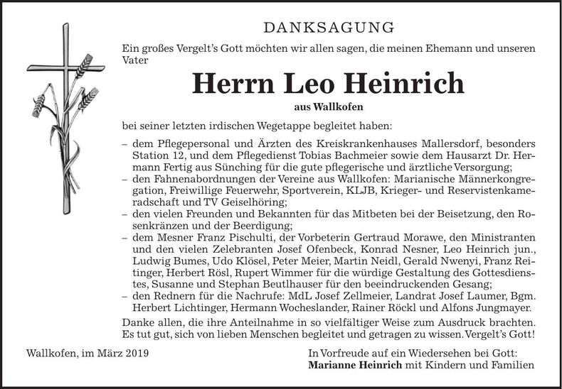 Traueranzeige Leo Heinrich