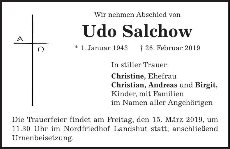 Traueranzeige Udo Salchow