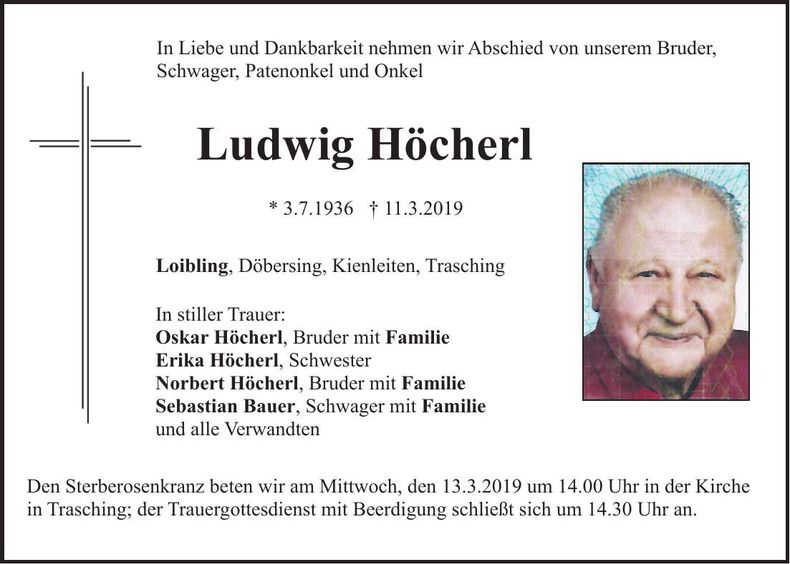 Traueranzeige Ludwig Höcherl