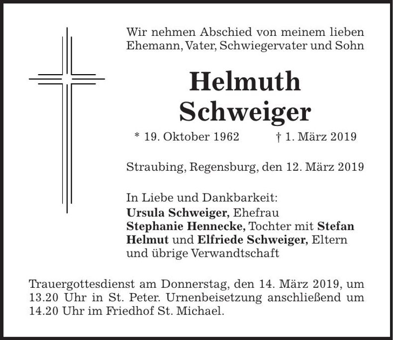 Traueranzeige Helmuth Schweiger